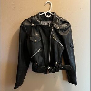 Vintage Women's Gossip Special Division Black Leather Jacket